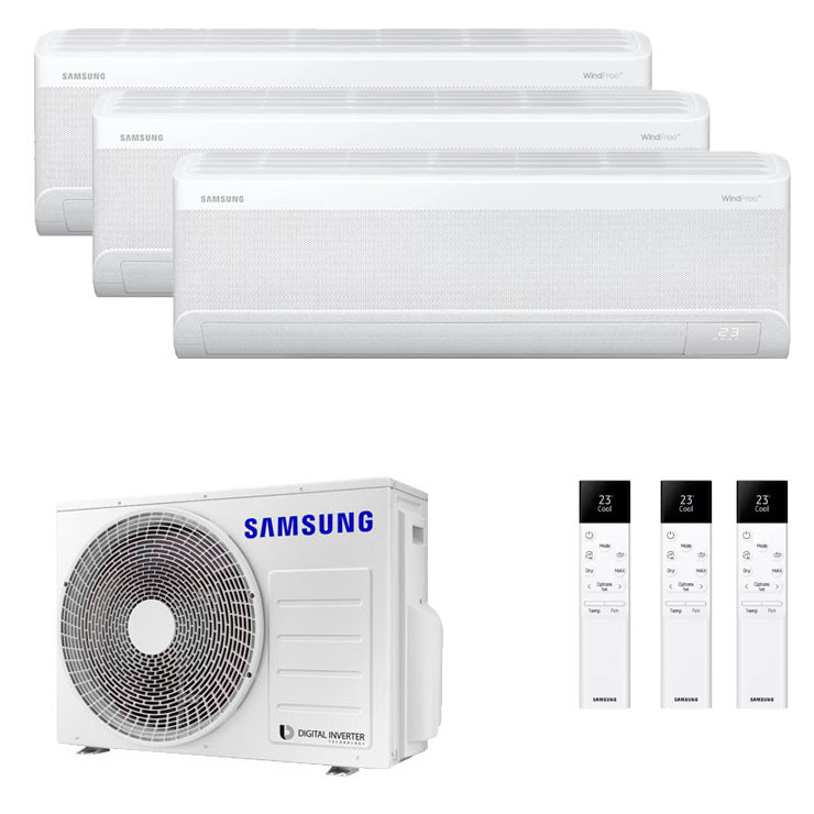 Climatiseur réversible Multi Split Samsung WindFree Comfort S2 9000+9000+12000 BTU [AJ052TXJ3KG/EU + 2 x AR60F09C1AWNEU+AR60F12C1AWNE