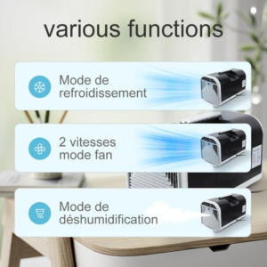 Gistuch – Climatiseur mobile silencieux 4500 BTU – Double onduleur 400W – Économie d'énergie – Télécommande – Refroidissement rapide pour espaces confinés - 4500BTU – Image 3