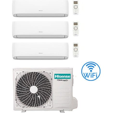 Hisense – Climatiseur réversible 9000 + 9000 + 12000 BTU – Wifi – Inverter R32 – Classe A++/A+ – Autonettoyage – Super refroidissement