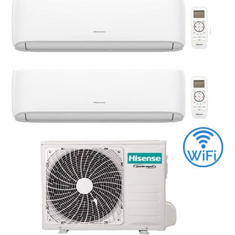 Hisense – Climatiseur réversible double split Inverter 7000 BTU – Wi-Fi – Classe A++ – Autonettoyage – Commande vocale Alexa/Google