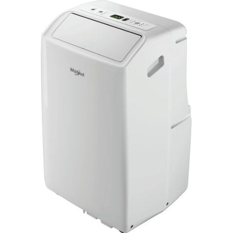 Whirlpool – Climatiseur mobile silencieux 3300W – Réversible avec fonction 6ème sens – Déshumidificateur – Gaz R290 écologique