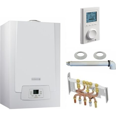Chaudière Gaz Condensation DE DIETRICH MPX MI Slim - 29 kW - Complète - Dosseret - Douilles - Ventouse avec thermostat filaire