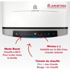 Chauffe-eau Electrique Plat Ariston VELIS DUNE DRY WIFI 80L Connecté, Anticalcaire & Multiposition – Image 2