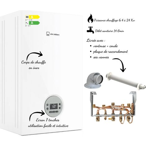 Elm Leblanc – Chaudière gaz à condensation 24-30 kW – Évacuation par ventouse – Corps en inox