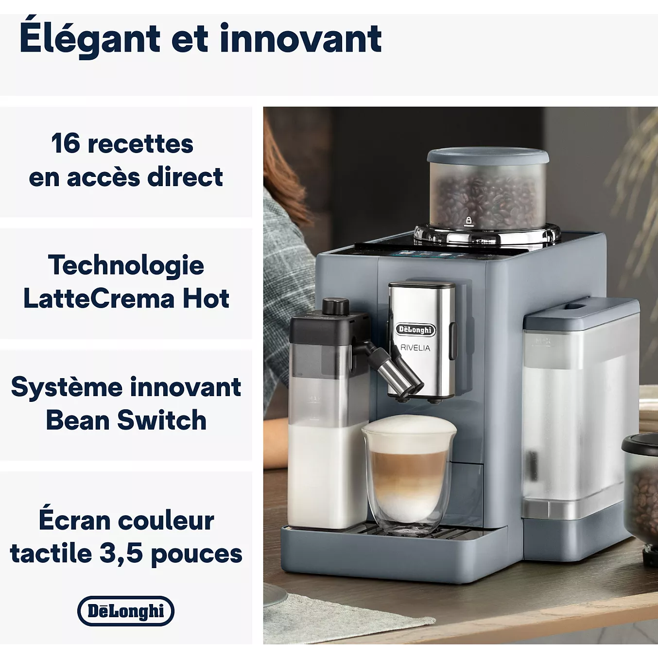 Expresso Broyeur DELONGHI FEB4455.G Rivelia Latte Gris – Image 7