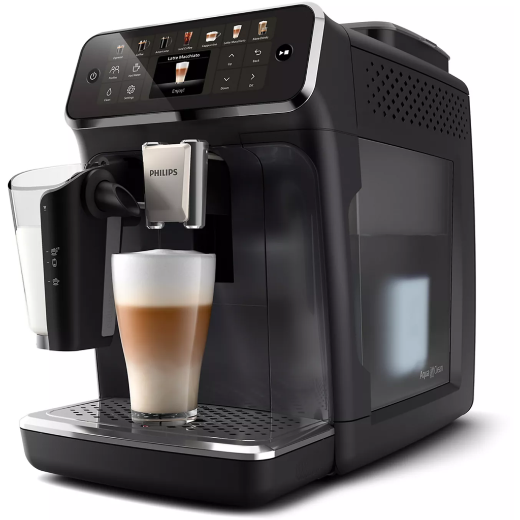 Expresso Broyeur PHILIPS EP4441/50 cafetière à grain LatteGo série 4400, 12 boissons, SilentBrew, Noir