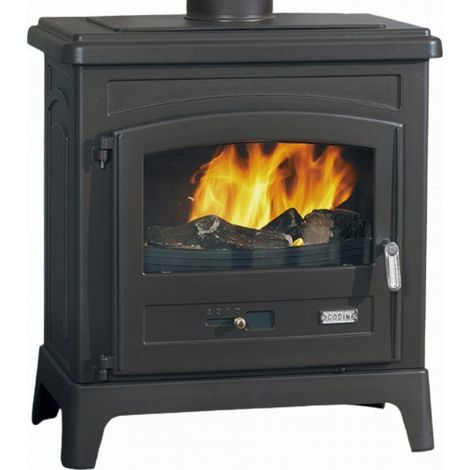 Godin – Poêle à bois 10 kW – Habillage fonte anthracite – Chargement avant – Raccordement arrière Ø 153 mm – 50 cm bûches