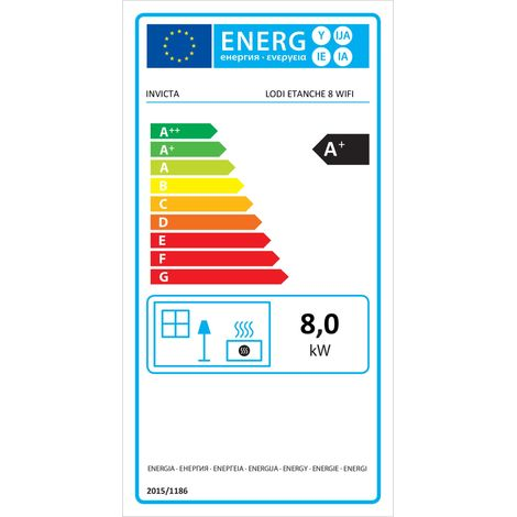 Invicta – Poêle à granulés étanche Lodi 8 Wi-Fi – 8 kW pour 30 à 100 m² – Rendement 89,5-94,4% – Flamme verte 7 étoiles – Installation conforme RT2012