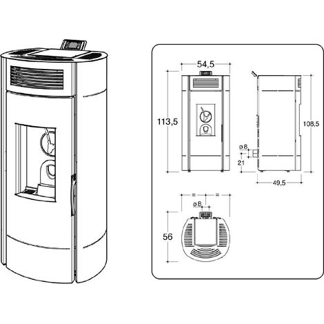 Invicta – Poêle à granulés étanche Lodi 8 Wi-Fi – 8 kW pour 30 à 100 m² – Rendement 89,5-94,4% – Flamme verte 7 étoiles – Installation conforme RT2012