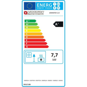 Nordica – Poêle à bois en fonte 7,7 kW – Évacuation fumées Ø 150 mm – Longueur bûche 50 cm – Rendement 81,8 % – Flamme verte 7 étoiles – Image 2