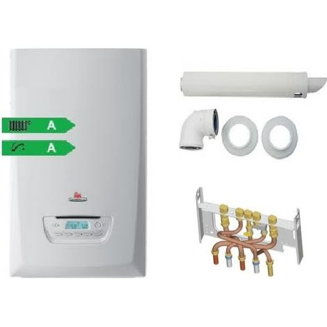 Saunier Duval – Chaudière gaz à condensation murale ThemaPlus Condens F25 – Ventouse et dosseret inclus – Débit 17L/min – Rendement 109,2%