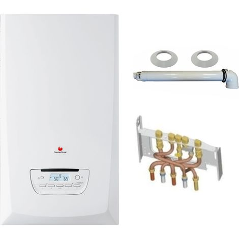 Saunier Duval – Chaudière gaz à condensation murale ThemaPlus Condens F25 – Ventouse et dosseret inclus – Débit 17L/min – Rendement 109,2%