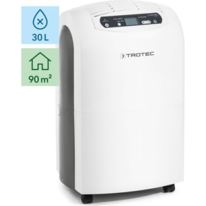 Trotec – Déshumidificateur TTK 100 E – Capacité 30 l/24 h – Bac 5,5 l – Ventilateur 2 vitesses – Hygrostat intégré pour fonctionnement automatique – Image 1