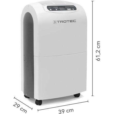Trotec – Déshumidificateur TTK 100 E – Capacité 30 l/24 h – Bac 5,5 l – Ventilateur 2 vitesses – Hygrostat intégré pour fonctionnement automatique